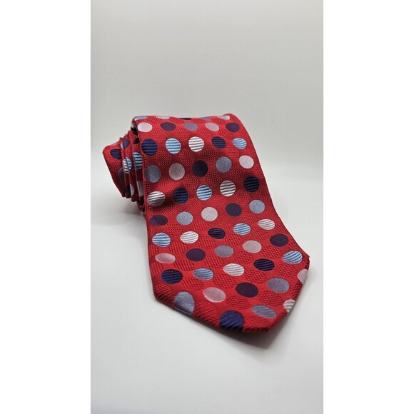 Frangi Luxury Red 100% Silk Polka Dot Tie Made In Italy - Picture 1 of 4